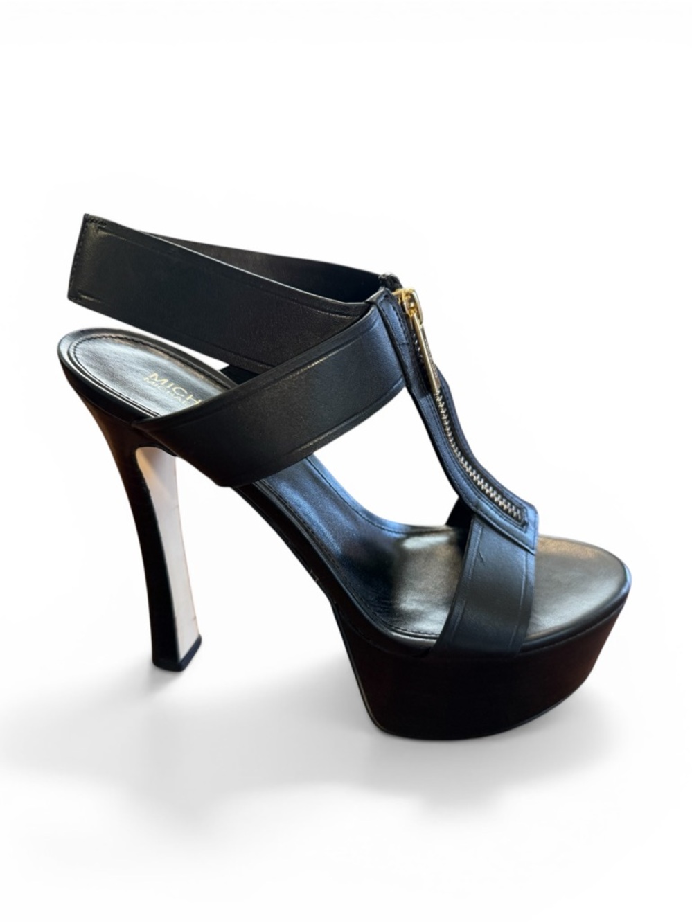 Michael Kors Berkeley Platform Slingback Heels with Gold Zipper Size 7